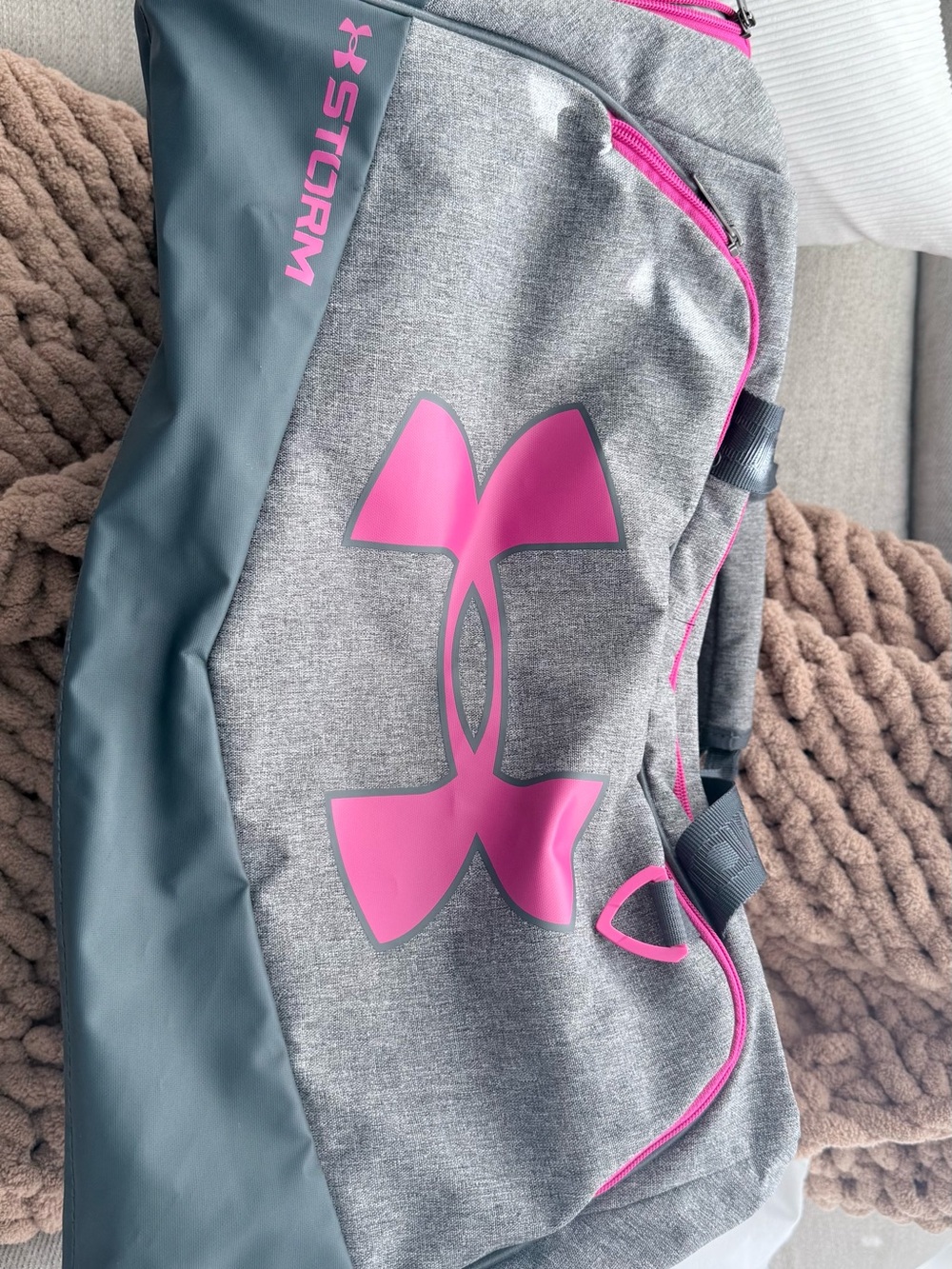 Under Armour Gray and Pink Gym bag